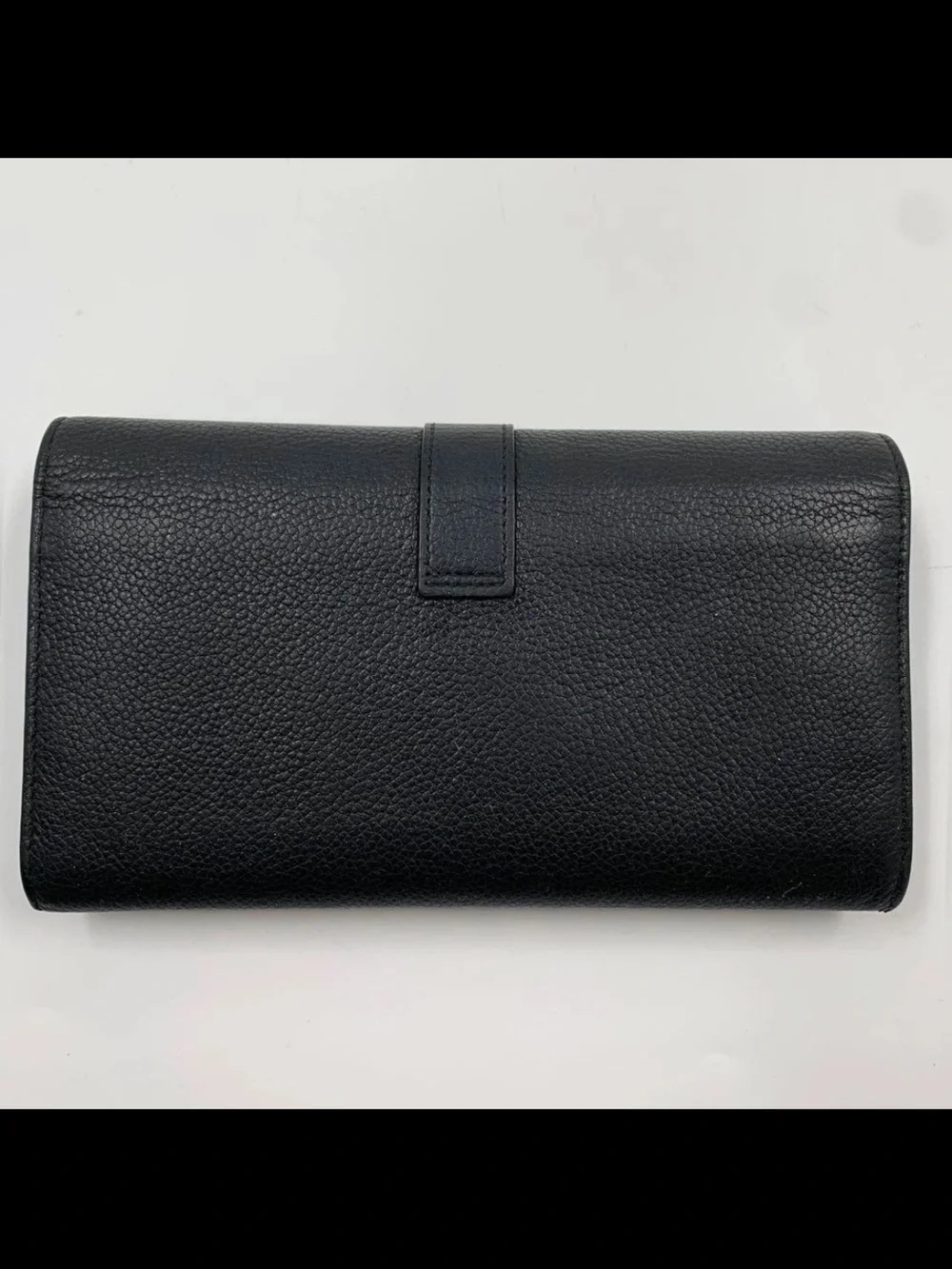 Saint Laurent Black Pebbled Leather Wallet with Gold YSL Emblem